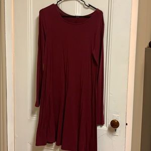 Long sleeve maroon dress